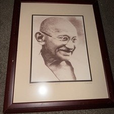 Mahatma Gandhi Indian Nationalist The Great Soul 1940’s Framed Photo Sepia picture