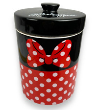 Minnie Mouse Ceramic Cookie Jar Canister with Lid Red Polka Dot Bow Disney Parks picture