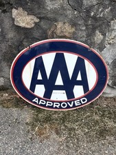 Vintage porcelain metal AAA Emergency oval two sided sign approx 30”x23” picture