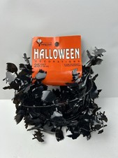 Vintage 1996 Halloween Witch Broom Garland 25 Ft Black Foil Party Decoration NOS picture