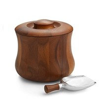 nambe Nara Ice Bucket with Scoop and Lid to Keep Cool, Acacia Wood Wine Holde... picture