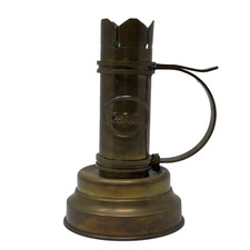 Vintage Brass Chamberstick Candle Holder Finger Loop Metal Candlestick picture