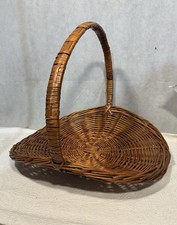 Large Mid Century French Style Flower Gathering Wicker Basket with Handle picture