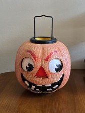 Heavy Vintage Pumpkin Face Lantern By Luminations Rare Find Excellent Condition picture