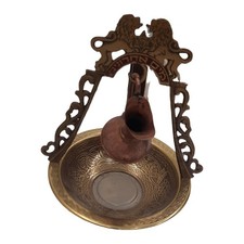 Israel MAYIM ACHRONIM BRASS JEWISH HAND WASHING Bowl Lion Bronze Brass Bowl picture
