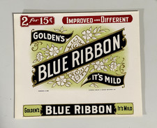 Vintage BLUE RIBBON Cigar Box Golden's Label Tobacco EX  7