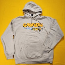 Garfield Nickelodeon Scratching Claws Hanging On Hoodie Sweatshirt Beige Size M picture
