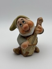 Vintage Schmid Walt Disney Seven Dwarfs Sneezy Playing Bass Ceramic Figurine picture