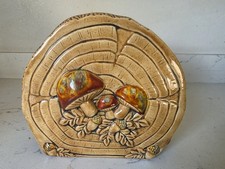 Vintage Retro 70s Ceramic Mushroom Napkin Sponge Mail Holder Funky Kitchen Decor picture