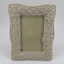 Lenox Floral Fields Ivory Bisque Porcelain Picture Frame Raised Motif 4x6 Photo picture