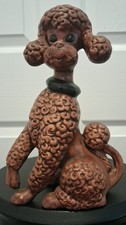 VTG MCM Large Standing POODLE Ceramic Statue 10”X 7” picture