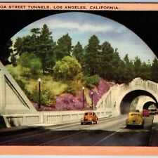 c1940s Los Angeles, Cal Figueroa Street Tunnels Roadside Cars Longshaw Card A216 picture