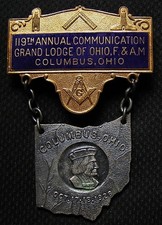 1928 MASONIC GRAND LODGE OF OHIO F & AM MEDAL BADGE COLUMBUS OH OHIO Christopher picture
