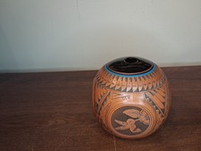 Native American Navajo Pottery Handcrafted Seed Pot Signed Dwayne Blackhorse picture