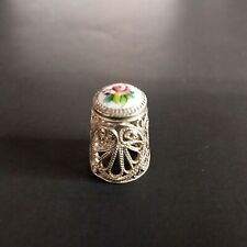 Vintage Thimble Filigree With Enamel Painted Crown picture