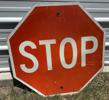 GENUINE Road STOP Sign RETIRED/de-commissioned Reflective 30
