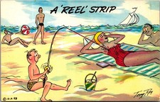 Vintage 1950s Comic Postcard A Reel Strip Beach Humor Dexter Press Unposted picture