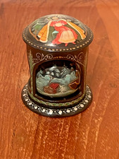 🔥AUTHENTIC BEAUTIFUL 1991 PALEKH UNUSUAL GAZEBO LACQUER BOX SIGNED FATHER FROST picture