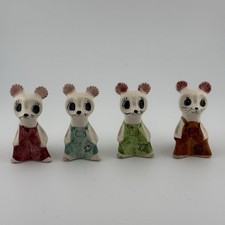Vintage ENESCO Style Ceramic Mouse Figurines LOT 4 Kitsch Mice Overalls 1970s picture