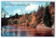 c1950's Stream Scene Greetings - Savanna Illinois IL Vintage Postcard picture