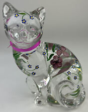 Lenox Painted Crystal Cat Glass Figurine Handpainted In Romania Made In Germany picture