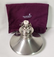Vintage Danforth Pewter Oil Lamp – Signed with Chimney & Velvet Bag picture