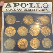 Vintage NASA Apollo Crew Emblems 11 Gold Tone Medallion Space Missions 1968–1972 picture