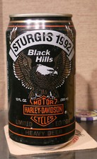 1992 STURGIS HARLEY DAVIDSON MOTORCYCLES BEER CAN HUBER MONROE WISCONSIN picture
