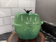 Le Creuset Jade Green Bell Pepper Cocotte Enameled Cast Iron Dutch Oven EUC picture