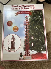 Musical Animated Santa's Scissor Lift 27 In Black Santa Christmas Holiday Light picture