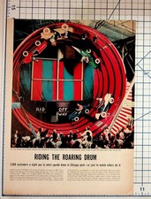 Vintage Chicago Riverview Park Roaring Drum Flying Cars Ride Magazine Print picture