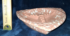 Vintage Mid Century Pink White Splatter Ceramic Ashtray Triangular Atomic 1950s picture