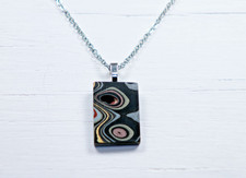 Fordite Necklace - Military Fordite - 23.62mm x 16.91mm x 3.28mm (N-167) picture