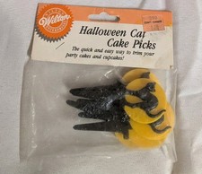 Halloween Vintage Wilton Cat in Moon Cupcake Toppers New picture