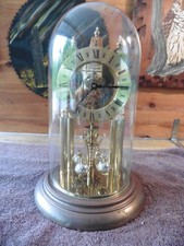 Vintage Elgin German S Haller Anniversary Torsion Clock Brass Base Glass Dome picture
