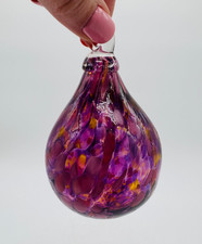 Glass Eye Studio Seattle Rain Hand Blown Glass Raindrop Ornament Purple Orange picture