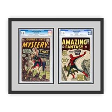 Double Graded Comic Book Frame Black Wood Glass CGC Graded Comics picture