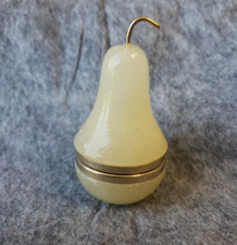 Vintage G.S.E Ottone Garantito Onyx Pear Trinket Pill Box Genuine Italian Stone picture