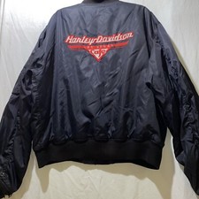 Trashed Y2K Harley Davidson, Las Vegas Cafe Large Jacket Bomber Jacket vtg picture