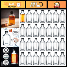 48 Pcs Mini Glass Bottles with Caps - Clear Flask Liquor Shot Bottles for DIY Gi picture