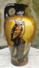 Wihoa Pottery Rick Wisecarver Hand-painted Signed Art Pottery Owl Pitcher/Vase picture