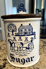 Vtg Metlox Poppytrail Homestead Provincial Blue Sugar  Canister Excellent picture