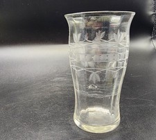 Vintage Clear Etched Glass Vase Grapevine Swag Garland Pattern Flared Rim J33 picture