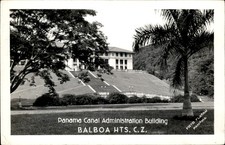 Balboa Heights Panama Canal Administration Building c1930s-40s RPPC Postcard picture