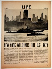 1945 LIFE Magazine Article NEW YORK WELCOMES U.S. NAVY Day WWII Ephemera picture