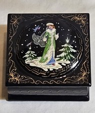 Russian Mstera Lacquer Miniature Box Snegurochka Snow Maiden Hand Painted Signed picture