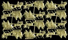 Full Sheet Of German Dresden Gold Foil Paper Santa Sleighs Lg Victorian Scraps picture