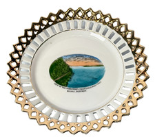 DUBUQUE EAGLE POINT BRIDGE Souvenir China TRINKET DISH RIBBON PLATE picture