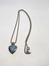8g 925 STERLING SILVER 18” TRIANGLE CUT BLUE TOPAZ NECKLACE STAMPED FINE JEWELRY picture