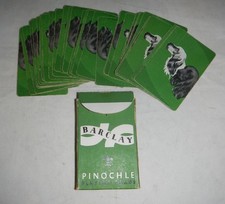 Barclay Pinochle Deck of Playing Cards Linen Green w/ Black & White Dog Portrait picture